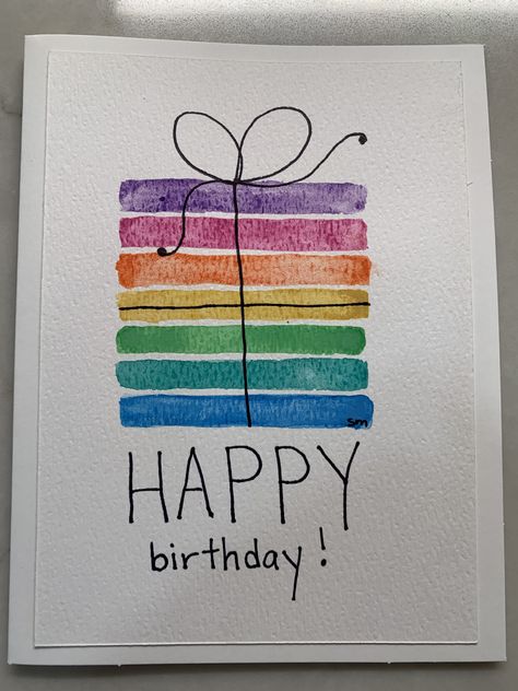 Happy Birthday Watercolor Card For Him, Homemade Birthday Cards Watercolor, Easy Watercolor Birthday Card, Water Colour Birthday Cards Ideas, Happy Birthday Watercolor Card, Watercolour Birthday Card, Easy Watercolor Birthday Cards, Happy Birthday Cards Handmade, Happy Birthday Cards Diy