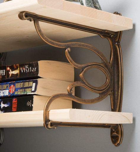 Bookshelves With Brackets, Decorative Shelf Brackets, Hardware Storage, Decorative Brackets, Craftsman Style Home, Harry Potter Room, Shelf Bracket, Shelf Wall, Shelf Brackets