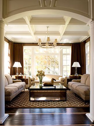 White box beam ceiling Beige Living Rooms, Design Salon, Open Living Room, Style Deco, Elegant Living, The Ceiling, Formal Living Rooms, Residential Interior, Beautiful Interiors