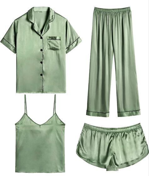 Bridal Sleepwear, Silk Pjs, Bridesmaid Pyjamas, Satin Sleepwear, Pajamas Sets, Button Down Short Sleeve, Cute Pajamas, Satin Pyjama Set, Satin Pajamas