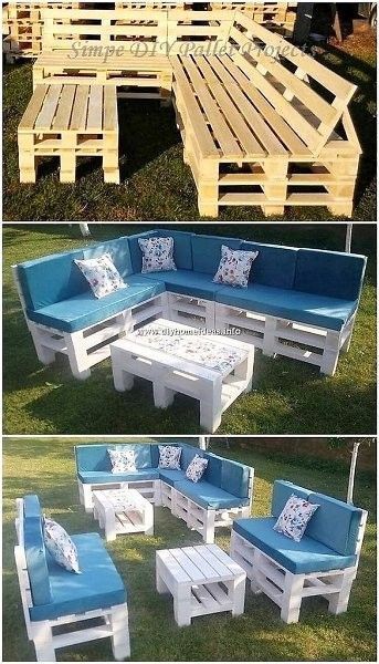 THE WORLD'SLARGEST COLLECTION OF 16,000WOOD PLANS Furniture Made Out Of Pallets, Pallet Garden Furniture, Pallet Patio Furniture, Pallet Patio, Patio Furniture Ideas, Pallet Outdoor, Diy Garden Furniture, Pallet Garden, Pallet Furniture Outdoor