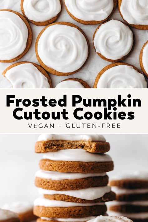 Egg Free Roll Out Cookies, Vegan Pumpkin Sugar Cookies, Vegan Decorated Cookies, Vegan Roll Out Cookies, Healthy Cutout Cookies, Frosted Cut Out Cookies, Vegan Cutout Cookies, Vegan Sugar Free Cookies, Vegan Sugar Cookies Cut Outs