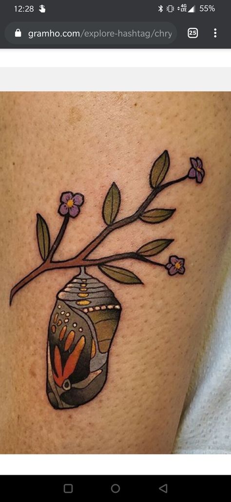 Katydid Tattoo, Chrysalis Tattoo, Leaf Tattoos, Maple Leaf Tattoo, Tattoos