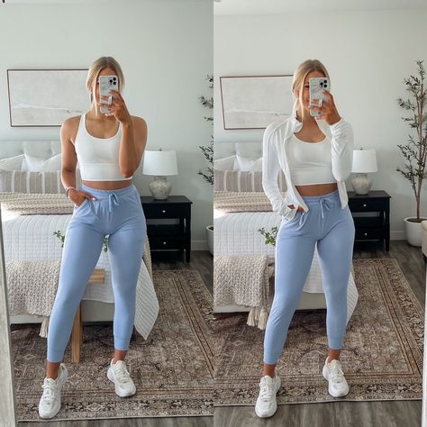 Jogger Gym Outfit, Spring Gym Outfits, Amazon Joggers, Amazon Athleisure, Casual Athletic Outfits, Amazon Activewear, Casual Athleisure Outfits, Athleisure Outfits Summer, Sports Bra Outfit