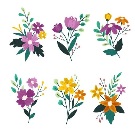 Flat Floral Illustration, Vector Flower Design, Flower Flat Design, Flower Design Drawing, Flower Design Pattern, Easy Flower Painting, Floral Vector, Silhouette Clip Art, Isometric Illustration