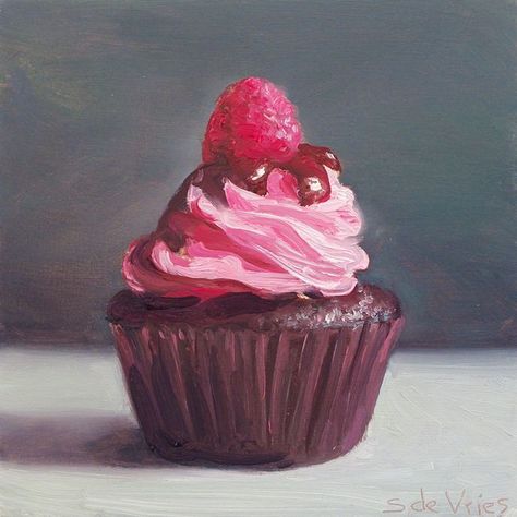 Food Oil Painting, Painting Cake, Cupcake Painting, Gcse Art Sketchbook, Foodie Art, Food Artwork, Pastel Sec, Cupcake Art, Painting Kitchen