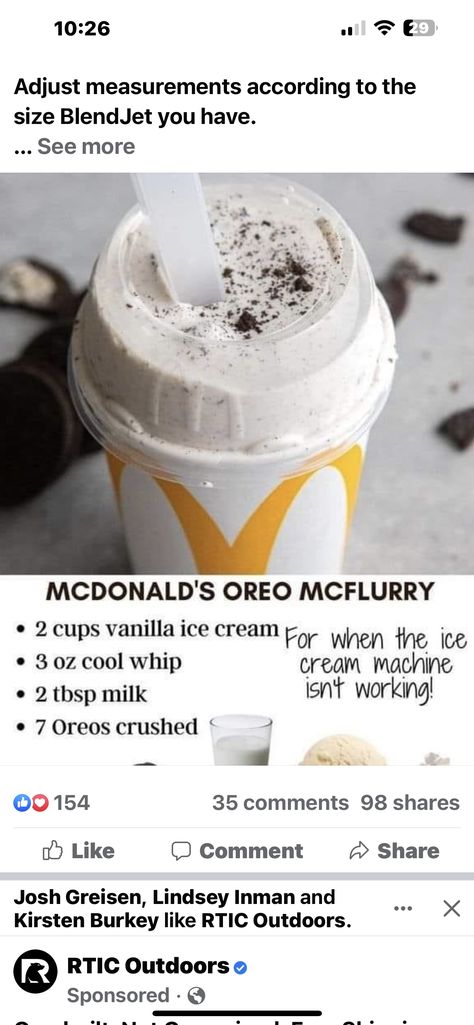 Mcflurry Recipe, Mcdonalds Copycat Recipes, Oreo Mcflurry, Mcdonalds Ice Cream, Mcdonalds Recipes, Oreo Ice Cream, Best Party Food, Ice Cream Machine, Recipe Organization