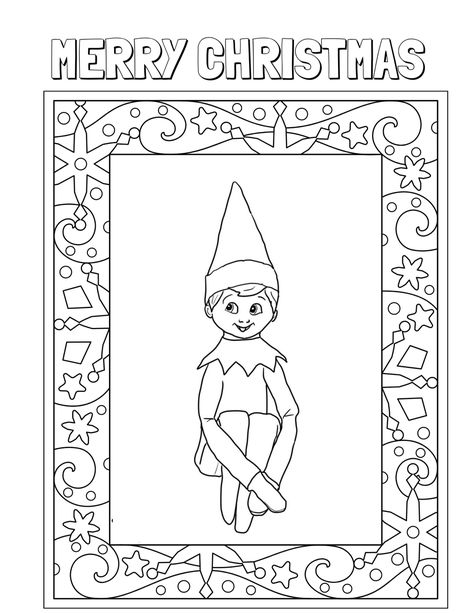 Here’s a coloring page for a boy elf on the shelf. Simple elf on the shelf idea. Elf On The Shelf Worksheets, Elf On The Shelf Coloring Pages, Elf Writing, Postcard Mockup, Fairytale Nursery, Chocolate Gift Boxes, Birthday Frames, Christmas Templates, Christmas Party Invitations