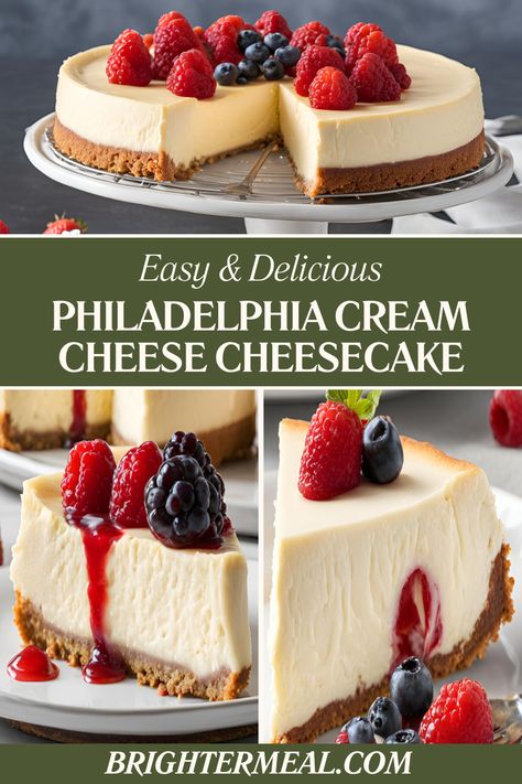 Cream Cheese Philadelphia, New York Cheesecake Recipes Philadelphia, Cheesecake Philadelphia Cream Cheese, Philidaphda Cheesecake, Philly Cheesecake Recipes, Philly Cream Cheese Cheesecake, Recipes Using Philadelphia No Bake Cheesecake Filling, Cheese Cakes Recipes Classic, Philadelphia Cheesecake Filling Recipes