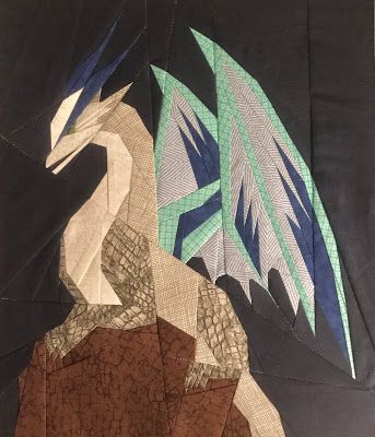 Fandom In Stitches: Dungeons & Dragons - Ice Dragon Fire Dragon Drawing, Dragon Quilts, Fpp Patterns, Dragon Outline, Themed Quilts, Dragon Quilt, Dragon Silhouette, Foundation Paper Piecing Patterns, Ice Dragon