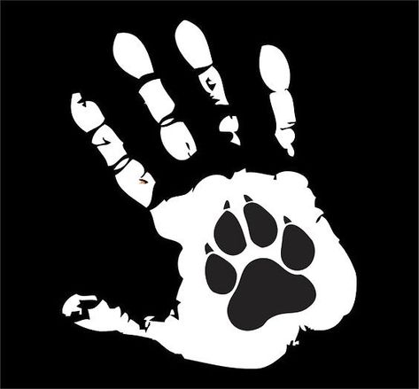 Hand print and dog paw print inside it. Color: Black. Tags: Cool, Awesome Paw Print Art, Paw Print Decal, Dog Paw Tattoo, Paw Tattoo, Bear Tattoo, Boy Tattoos, Dog Paw Print, Dog Tattoo, Print Decals