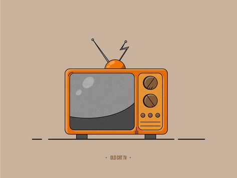 Old TV - illustration by Stefan Devai Tv Illustration Art, Old Tv Illustration, Vintage Tv Drawing, Tv Icon Aesthetic, Old Tv Drawing, Retro Tv Illustration, Tv Graphic Design, Television Drawing, Tv Doodle