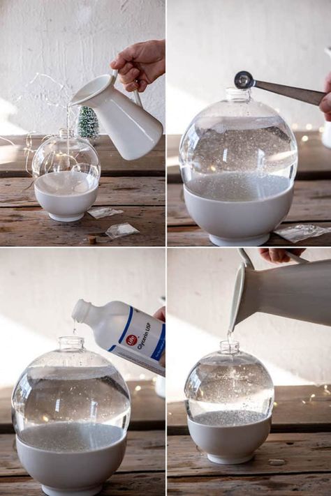 How To Make Your Own Snow Globe, Water Globes Diy, How To Make A Snowglobe, Diy Water Globe, How To Make A Snow Globe Diy, Homemade Snow Globes How To Make, Making A Snow Globe, How To Make Snow Globes, Diy Christmas Ornaments Snow Globe