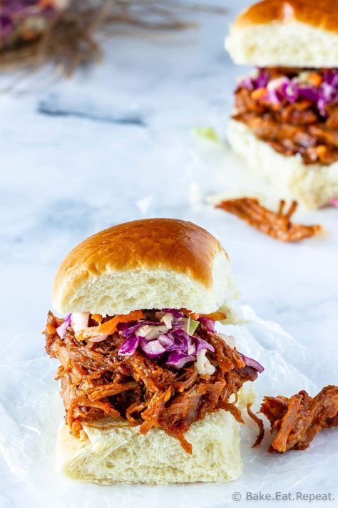 Slow Cooker Pulled Pork - Bake. Eat. Repeat. Coconut Muffin Recipes, Instant Pot Pulled Pork, Pulled Pork Recipe Slow Cooker, Homemade Bbq Sauce Recipe, Gourmet Bbq, Fantastic Recipes, Recipe Slow Cooker, Pulled Pork Recipe, Pork Shoulder Roast