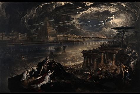 Which work by John Martin (1789-1854) is your favorite? Repost from @tripimprover 1) Seventh Plague of Egypt (1823) 2) The Fall of Babylon (1831) 3) Pandemonium (1841) 4) Belshazzar’s Feast (1820) 5) The Last Judgment (1853) 6) Joshua Commanding the Sun to Stand Still upon Gibeon (1816) 7) The Destruction of Pompeii and Herculaneum (c. 1821) 8) The Plains of Heaven (c. 1851) 9) The Destruction of Sodom and Gomorrah (1852) 10) The Great Day of His Wrath (1851-1853) John Martin was a unique B... The Fall Of Babylon, Plagues Of Egypt, Cyrus The Great, Sodom And Gomorrah, Architectural Scale, Pompeii And Herculaneum, John Martin, Religious Paintings, Historical Painting