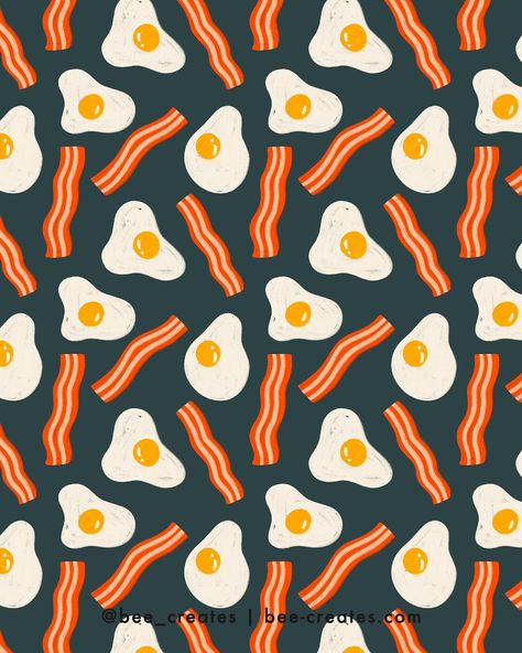 BACON + EGGS 27/100 for #100daysoftastyart #baconandeggs #breakfastfoodisthebestfood #bacon #eggs #breakfast #breakfastclub #breakfasttime #🥓#🍳 #summervibes #nostalgia #illustration #foodart #surfacedesign #surfacepatterndesign #surfacedesigner #foodillustration #theydrawandcook #theydrawanduppercase #100daychallenge #100dayproject #100daychallenge2024 #100patterns #100daysofdailycreating Bacon Illustration, Nostalgia Illustration, Egg And Bacon, Bacon Eggs Breakfast, Eggs Breakfast, Bacon And Eggs, Bacon Eggs, 100 Day Challenge, Bacon Egg