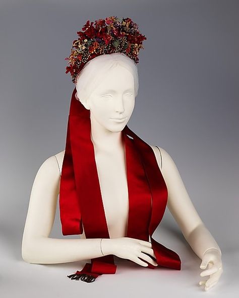 Headdress Germany The Metropolitan Museum of Art Mondstadt Oc, Motif Soutache, Historical Hats, Floral Headdress, Trendy Hat, That Dress, Hair Adornments, Costume Institute, Historical Costume