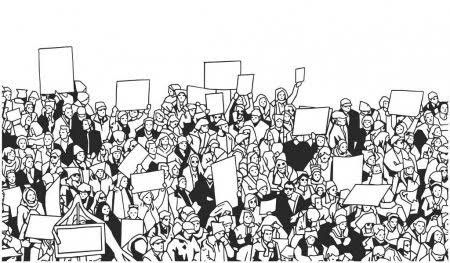 Crowd Reference, Crowd Illustration, Demonstration Illustration, Protest Banner, Crowd Drawing, Drawing Dead, Stylized Drawing, New York Projects, Cut Out People