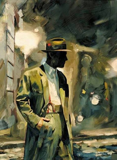 Man in a hat Noir Art Style, Detective Noir, Arte Pulp, Noir Detective, Noir Art, Detective Aesthetic, Show Art, Disney Fine Art, Art Noir