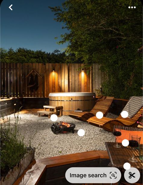 Townhouse Backyard Hot Tub, Scandinavian Hot Tub, Cottage Hot Tub, Nordic Hot Tub, Hot Tub In Garden, Cozy Hot Tub Area, Nordic Spa Backyard, Backyard Sauna And Hot Tub, Outdoor Hot Tub Patio