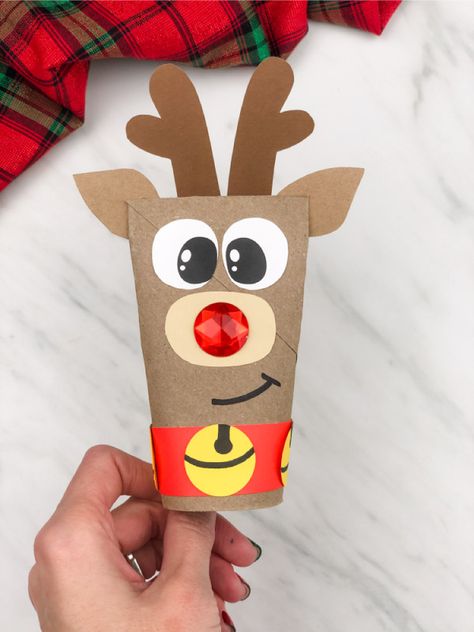 Reindeer Toilet Paper Craft, Toilet Paper Roll Reindeer Craft, Paper Roll Reindeer, Christmas Decorations Diy For Kids, Rudolph Crafts, Cardboard Tube Crafts, Jul Diy, Snowman Crafts Diy, Reindeer Craft