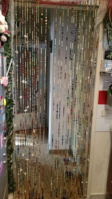 Beaded Curtain Closet Door, Beads Hanging In Doorway, Crystal Door Curtain, Glass Bead Door Curtain, Bead Doorway Curtain, Bead Curtain Closet, Paper Bead Curtain, Doorway Beads Curtains, Closet Beads Curtains