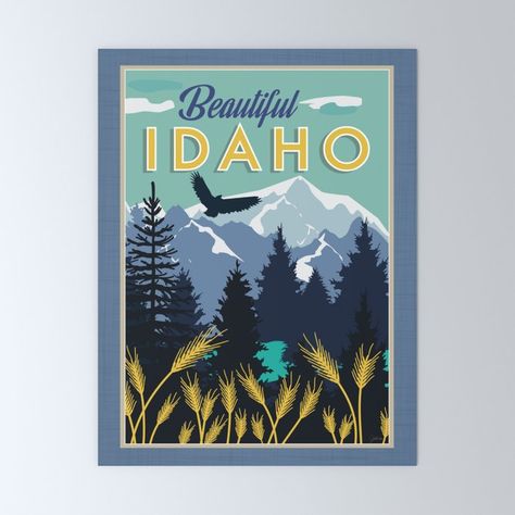 National Parks Posters, National Park Posters, Vinyl Banners, Folded Cards, Stationery Cards, Mini Art, Idaho, Travel Posters, Vintage Posters