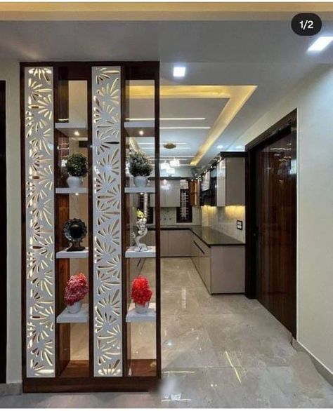 Wall Partition Design Modern Living Room, Hall To Dining Arch Design Wood, Living Room Dining Partition Design, Hall To Dining Arch Design, Hall Partition Living Rooms, Living Dining Partition, Kitchen Partition Design, Hall Partition, Living Room Separator Ideas