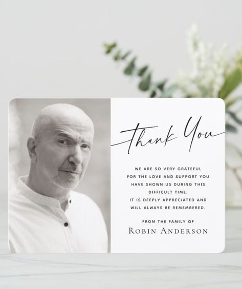 Elegant bereavement sympathy thank you card with your custom thank you message and photo. Bereavement Thank You Messages, Sympathy Thank You Notes, Thank You Poster, Sympathy Notes, Sympathy Thank You Cards, Sympathy Messages, Memorial Services, Appreciation Message, Service Ideas