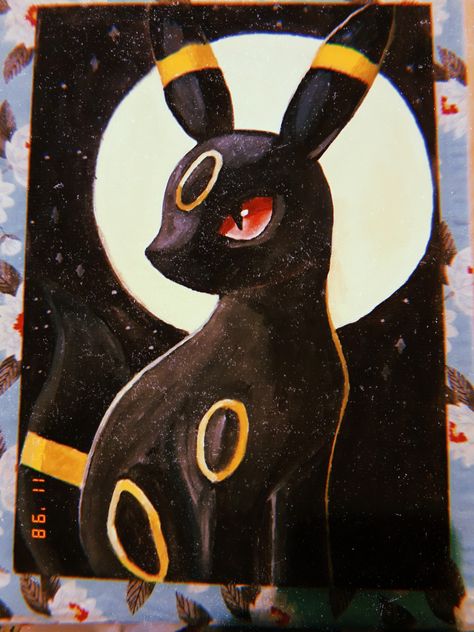 Hi!~ im not sure if i will be posting a lot but i want to pin on of my recents drawings 🖤 #pokemon #umbreon #art #drawing Pokemon Oil Pastel Drawing, Cute Pokemon Paintings, Piplup Painting, Pokemon Canvas Art, Pokémon Painting Ideas, Umbreon Painting, Pokemon Acrylic Painting, Pokemon Painting Ideas, Eevee Painting