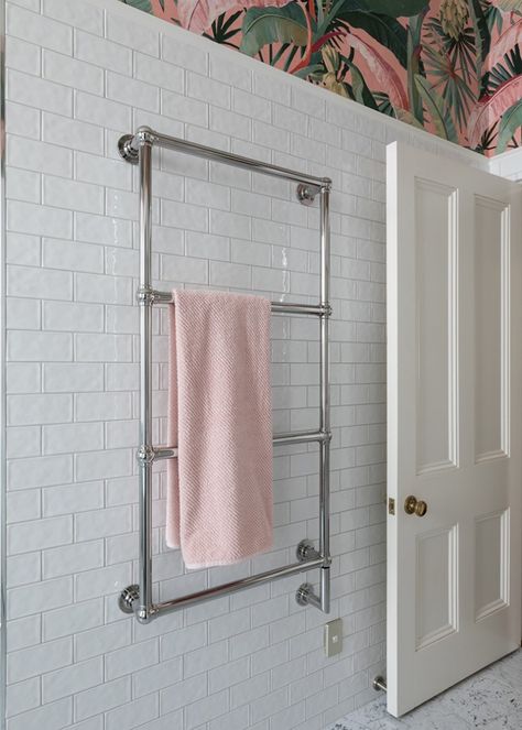 Hawthorn Hill - Heated Towel Rails | The English Tapware Company Bathroom Accessories Luxury, Designer Bathroom, White Subway Tiles, Central Heating System, Custom Towel, Subway Tiles, Towel Warmer, Heated Towel Rail, Heated Towel