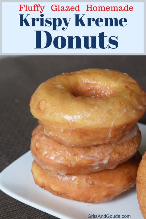 These copycat donuts are light and fluffy, glazed and they taste just like Krispy Kreme Donuts! These are made from homemade yeast dough but I walk you through the steps and they are worth the effort! #krispykremedonutrecipe #krispykremerecipe #homemadeglazeddonut #homemadedonutrecipe Copycat Krispy Kreme, Krispy Kreme Glazed Donut, 2 Ingredient Biscuits, Crispy Cream, Homemade Yeast, Yeast Donuts, Krispy Kreme Donuts, Krispy Kreme Doughnut, Brownie Cups