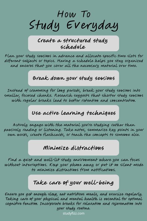 Develop a consistent study routine and make studying a daily habit with these effective tips!

Discover practical strategies to stay motivated, manage your time efficiently, and create a conducive study environment. From setting achievable goals to incorporating active learning techniques, these tips will help you make studying an integral part of your daily routine. Start building a strong foundation for success today! 5am Study Routine, How To Study Effectively Tips, How To Stay Motivated To Study, How To Start Studying, Study Environment, Study Routine, Study Stuff, Exam Study Tips, Achievable Goals