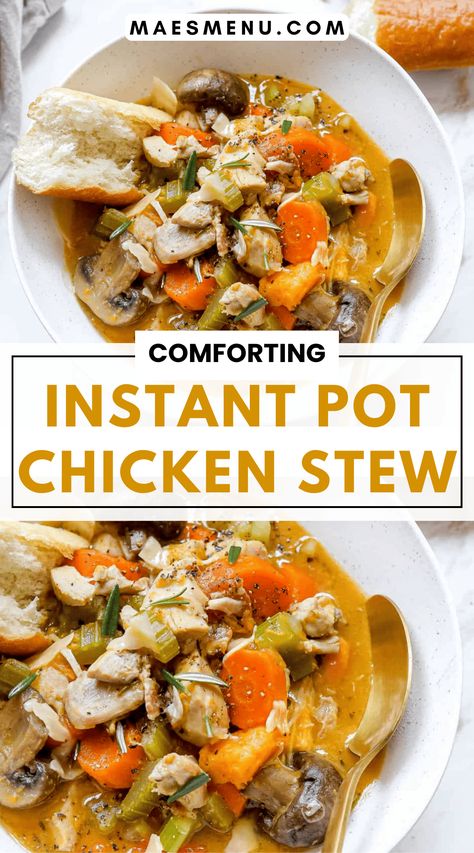 You can’t beat an instant pot recipe in winter and my Instant Pot Chicken Stew is the ultimate quick and delicious weeknight dinner solution! This stew is teeming with nutrients thanks to the juicy chicken and an array of colourful winter vegetables. You’ll be glad you made this recipe ahead of time when the cold snap (and hunger) hits! #winterdinner #healthyrecipes Pressure Cooker Chicken Stew, Chicken Thigh Stew, Instant Pot Chicken Stew, Instant Pot Stew, Pressure Cooking Chicken, Chicken Vegetable Stew, Chicken Stew Recipe, Pot Recipes Healthy, Vegetable Soup With Chicken