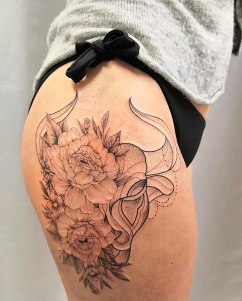 50+ Taurus Tattoo Designs And Ideas For Women (With Meanings) Taurus Tattoo Designs, Tattoo Bein Frau, Ox Tattoo, Taurus Bull Tattoos, Bull Skull Tattoos, Taurus Tattoo, Horoscope Tattoos, Bull Tattoos, Taurus Tattoos