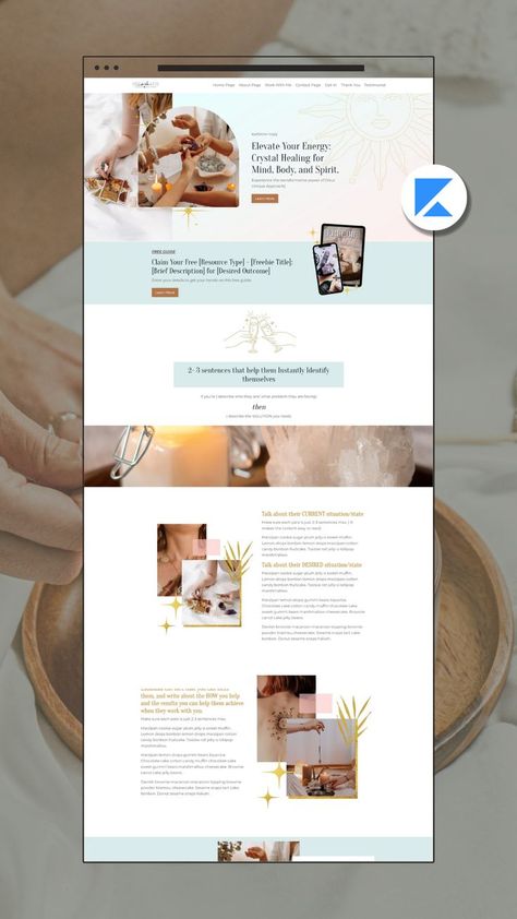 Take a look at Magic, a Kajabi website template created for spiritual and holistic entrepreneurs. This website design embodies softness and intuition. Its calming design is perfect for coaches, healers, and soul-aligned businesses looking to create a nurturing online space. Fully customizable, you can easily tailor every aspect to reflect your unique essence, allowing you to connect deeply with your audience and showcase your offerings in a magical way. Retreat Website, Magic Website, Spiritual Website, Kajabi Website, Calming Design, Minimal Website Design, Healing Coach, Magic Theme, Modern Website Design