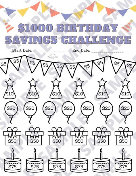 Birthday Savings Tracker Challenge 1000 Dollars Pre-filled - Etsy Canada in 2022 | Savings tracker, Savings challenge, Challenges Ipad Savings Challenge, Birthday Savings Challenge, Savings Plan Printable, 1000 Savings Challenge, Faire Son Budget, Birthday Challenge, 1000 Dollars, Saving Money Chart, Money Chart