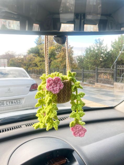 Lightning Crochet, Car Hanging Accessories, Crochet Plant Hanger, Crochet Hanging, Crochet Fairy, Crochet Car, Blue Lightning, Hanging Flower Pots, Flower Car