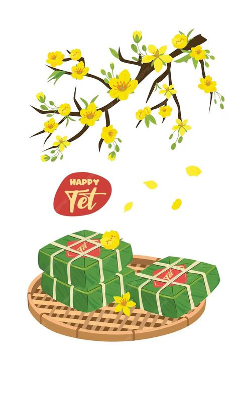 Premium Vector | Vietnamese traditional new year vector Vietnamese cuisine Chung cake vector Ochna integerrima Cake Vector, Vietnamese Cuisine, Premium Vector, Graphic Resources, Cake