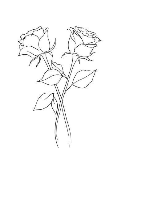 White Roses Tattoo Design, 3 Roses Tattoo Design Outline, Rose Line Work Tattoo Design, Rose Tattoo Fine Line, Fine Line Rose Tattoo, Rose Bud Tattoo, Rose Line Drawing, Rose Outline Tattoo, Girly Hand Tattoos