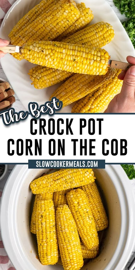 Corn on the cob in a crock pot. Crockpot Corn On Cob, Cooking Corn On Cob, Corn On The Con, Crockpot Corn, Crockpot Veggies, Slow Cooker Corn, Crock Pot Corn, Crock Pot Vegetables, Corn On The Cob Recipe