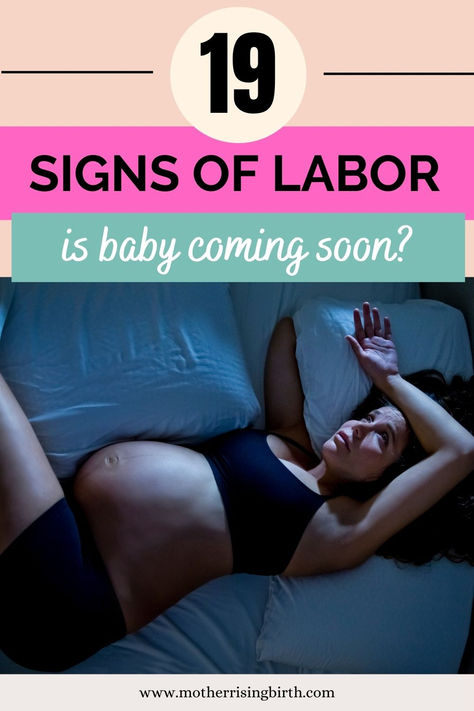 A list of 19 early signs of labor to help first time moms know if baby is coming soon or it's just end of third trimester pregnancy symptoms. Sometimes it's hard to tell the difference! Braxton hicks contractions, mucus plugs, back ache, and more are listed and described to help new moms know if they're in labor. Click through for the full list! Third Trimester Symptoms, Signs Of Labor Coming Soon, Labor Symptoms, Signs Of Labor, Holistic Motherhood, Signs Of Labour, Holistic Pregnancy, Mucus Plug, Baby Is Coming