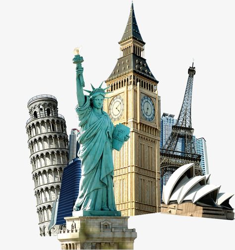 World Landmarks Icons, Landmarks Of The World, Usa Landmarks, Travel Png, World Png, Ancient Paper, Abroad Study, Landmark Poster, World Landmarks