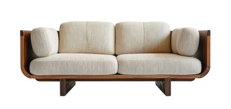 Sofa Front View, Sofa With Wooden Frame, Sofa Png, Sofa Scandinavian Style, Contemporary Scandinavian, Beige Sofa, Japandi Style, Wood Sofa, White Sofas