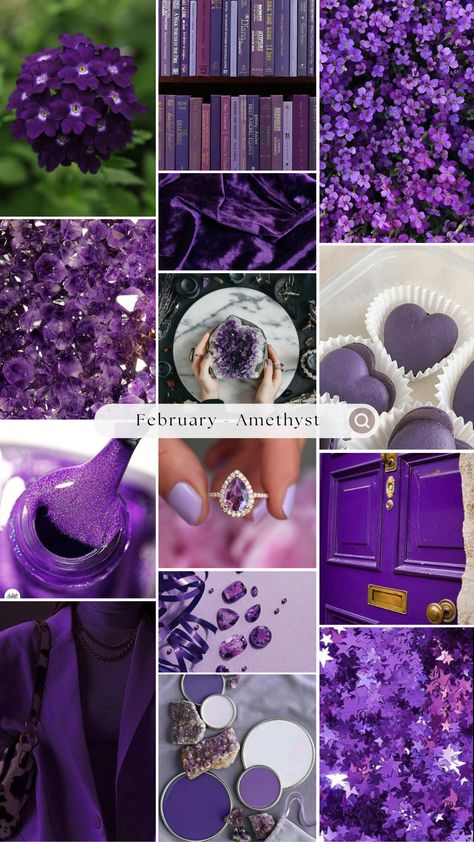 February Vibes, Amethyst Aesthetic, Friends Aesthetics, Birth Month Stones, Birth Stones, February Baby, Color Boards, Amethyst Birthstone, February Birthstone