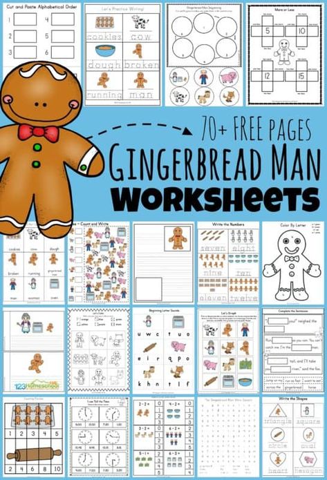 Gingerbread Man Activities Kindergarten, Gingerbread Activities Preschool, Gingerbread Worksheets, Gingerbread Kindergarten, Gingerbread Man Math, Gingerbread Man Free, Gingerbread Man Unit, Gingerbread Math, Gingerbread Man Story