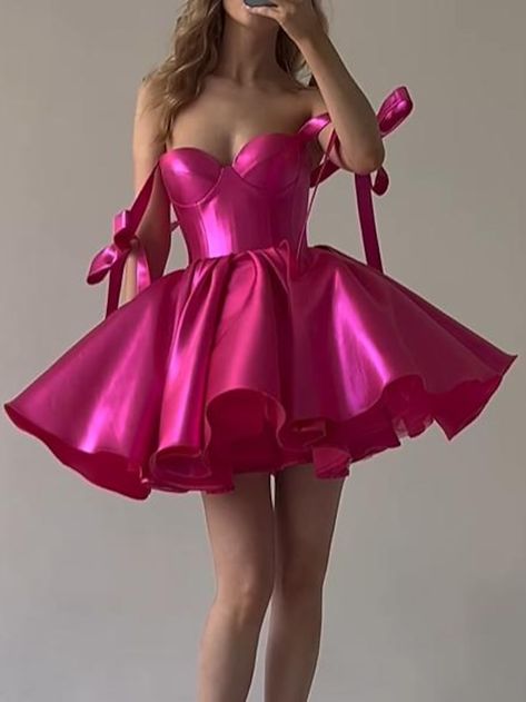 A-Line Homecoming Dresses Corsets Dress Holiday Graduation Short / Mini Sleeveless Spaghetti Strap Pink Dress Satin with Bow(s) 2023 2023 - US $119.99 Pink Dress Satin, Dress Satin, Corsets, Elegant Dress, Homecoming Dresses, Wedding Guest, Pink Dress, Homecoming, A Line