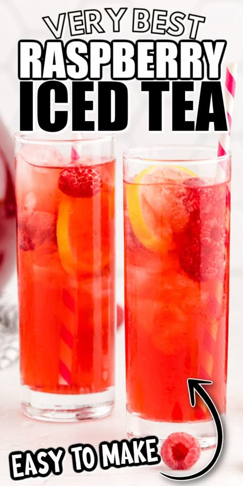 This Raspberry Iced Tea is so simple to make and so much better than stopping at Starbucks. Make a whole pitcher for the price of one drink! Raspberry Ice Tea Recipe, Flavored Iced Tea Recipes, Raspberry Iced Tea, Amazing Drinks, Sweet Tea Recipes, Iced Tea Recipe, Iced Drinks Recipes, Tea Drink Recipes, Berry Recipes