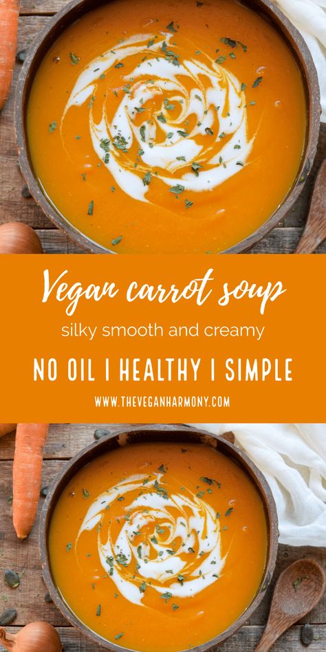 Cream Of Vegetable Soup, Vegan Carrot Soup, Creamy Carrot Soup, Carrot Soup Recipes, Cream Soup Recipes, Carrot Cream, Carrot Soup, Carrot Recipes, Cream Soup