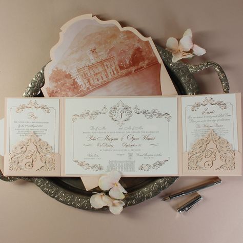 Luxury Invitation Design, Puglia Wedding, Pink Luxury, Pocket Invitation, Luxury Invitation, 카드 디자인, Luxury Wedding Invitations, Card Invitation, Rose Gold Foil